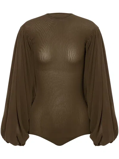 Philosophy Di Lorenzo Serafini Draped-sleeve Top In Brown