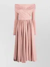 Philosophy Di Lorenzo Serafini Draped Waist Off-shoulder Midi Dress In Pink