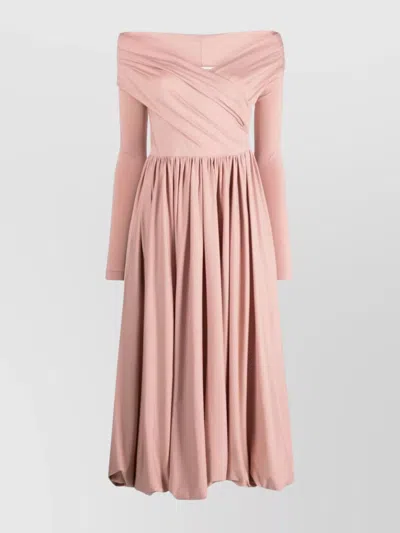 PHILOSOPHY DI LORENZO SERAFINI DRAPED WAIST OFF-SHOULDER MIDI DRESS