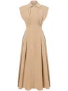 Philosophy Di Lorenzo Serafini Beige Flared Midi Dress With Front Zipper In Beige