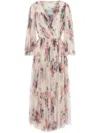 Philosophy Di Lorenzo Serafini Floral Pattern Midi Dress With Elegant Drape In Beige