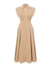 Philosophy Di Lorenzo Serafini Beige Flared Midi Dress With Front Zipper In Beige