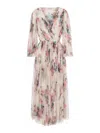 Philosophy Di Lorenzo Serafini Multicolor Long Dress With All-over Floral Print In Tech Fabric Woman In Beige