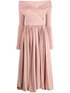 Philosophy Di Lorenzo Serafini Draped Waist Off-shoulder Midi Dress In Pink & Purple