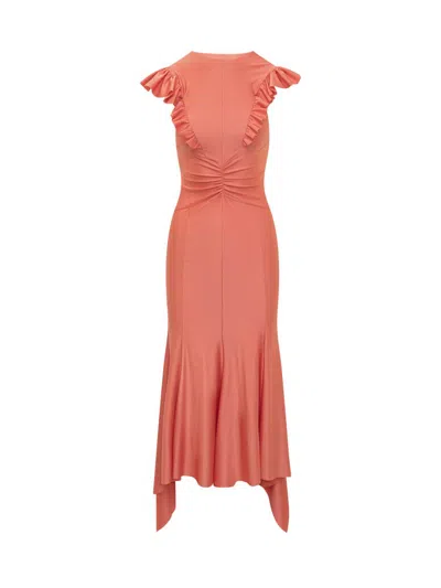 Philosophy Di Lorenzo Serafini Ruched Detailed Midi Dress In Orange