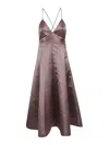 Philosophy Di Lorenzo Serafini Satin Flared Sleeveless Maxi Dress In Grey