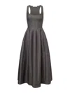 Philosophy Di Lorenzo Serafini Square-neck Full-skirt Dress In Gris