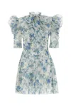 Philosophy Di Lorenzo Serafini Minidress In Tulle With Floral Print In Multicolor