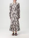 Philosophy Di Lorenzo Serafini Multicolor Crewneck Long Dress With All-over Floral Print In Lycra Woman In Brown
