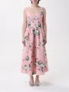 Philosophy Di Lorenzo Serafini Pink Linen Midi Dress In Multicolor