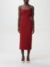 Philosophy Di Lorenzo Serafini Red Midi Bustier Dress With Draped Detail In Fabric Woman In Rot