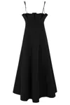 Philosophy Di Lorenzo Serafini Black Dress With Ruffles And Thin Shoulder Straps In Cotton Blend And Tech Fabric Woman In Black