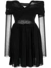 Philosophy Di Lorenzo Serafini Shoulder Mini Pleated Sheer Long Sleeves In Black