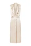 Philosophy Di Lorenzo Serafini Abito Midi Con Bottoni Beige In Blue