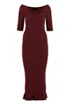 Philosophy Di Lorenzo Serafini Burgundy Off-the-shoulder Ruffled Midi Dress In Red