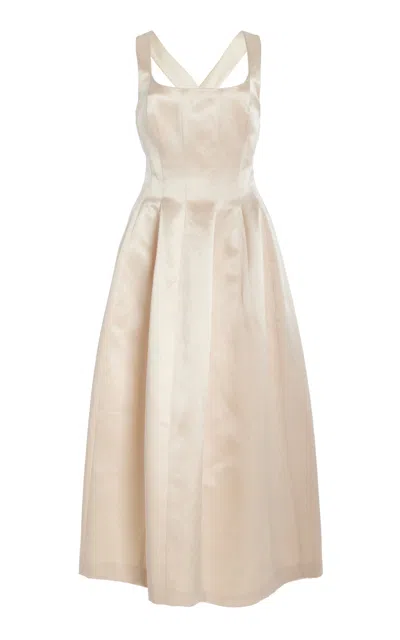 Philosophy Di Lorenzo Serafini Duchesse Satin Corset Midi Dress In Ivory
