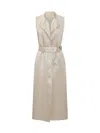 Philosophy Di Lorenzo Serafini Abito Midi Con Bottoni Beige In Gold