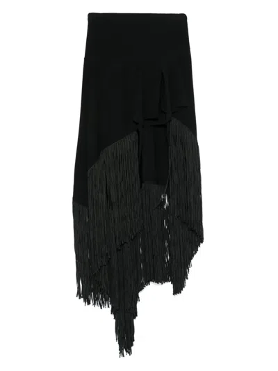 Philosophy Di Lorenzo Serafini Elastic Fringed Maxi Skirt In Black