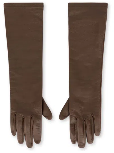 Philosophy Di Lorenzo Serafini Ellenbogenlange Lederhandschuhe In Braun