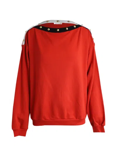 Pre-owned Philosophy Di Lorenzo Serafini Embellished Boat-neck Sweatshirt In Red