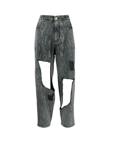 Philosophy Di Lorenzo Serafini Embellished Distressed Jeans In Black