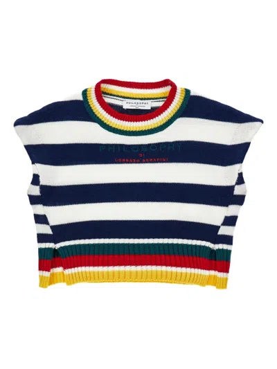 Philosophy Di Lorenzo Serafini Kids' Embroidered-logo Sweater In Blue