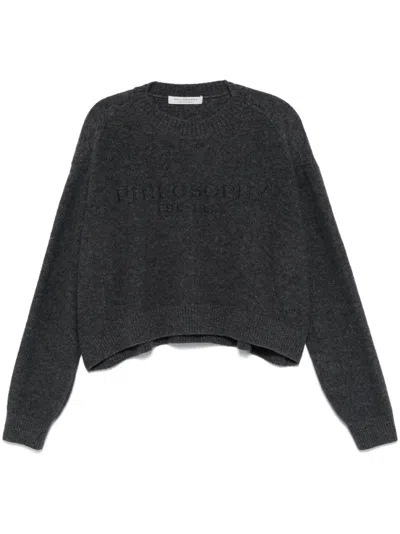 Philosophy Di Lorenzo Serafini Embroidered-logo Sweater In Grey