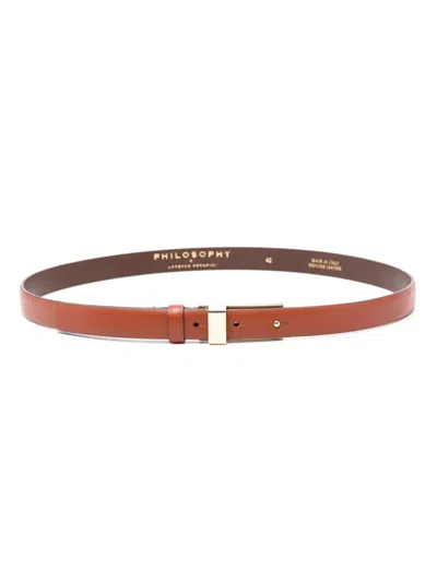 Philosophy Di Lorenzo Serafini Engraved-logo Leather Belt In Brown