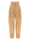 Philosophy Di Lorenzo Serafini High-waisted Trousers Pleated Cuffed Hem In Beige