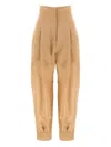 Philosophy Di Lorenzo Serafini High-waisted Trousers Pleated Cuffed Hem In Beige