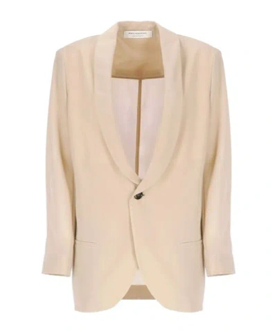 Philosophy Di Lorenzo Serafini Etamine Single Breasted Jacket In Nude