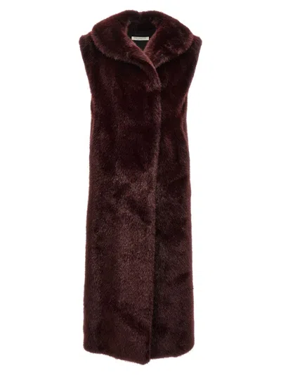 Philosophy Di Lorenzo Serafini Extra Long Faux Fur Vest In Bordeaux