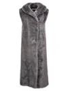 Philosophy Di Lorenzo Serafini Lapel Sleeveless Fur Coat In Gray