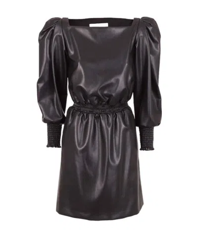 Philosophy Di Lorenzo Serafini Faux Leather Mini Dress In Black