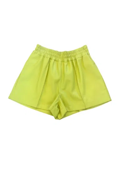 Philosophy Di Lorenzo Serafini Faux Leather Shorts In Green In Yellow