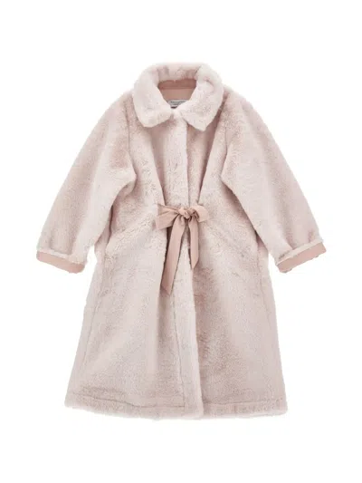 Philosophy Di Lorenzo Serafini Kids' Faux-fur Bow-detail Coat In Pink