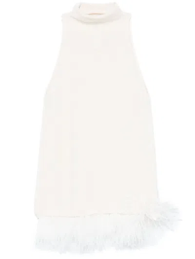 Philosophy Di Lorenzo Serafini Feather-trimmed Mini Dress In White