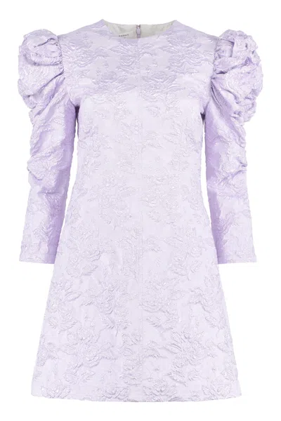 PHILOSOPHY DI LORENZO SERAFINI FEMININE FLORAL MINI DRESS WITH PUFFED SHOULDERS AND GATHERED SLEEVES