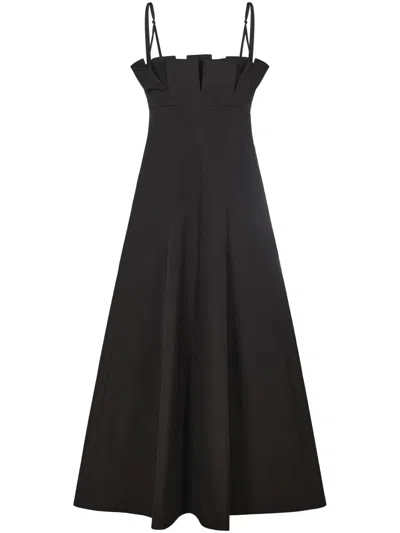 Philosophy Di Lorenzo Serafini Fitted Black Dress With Structured Pleats