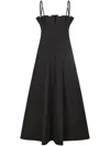 Philosophy Di Lorenzo Serafini Fitted Midi Dress With Ruffled Neckline In Black