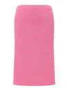 Philosophy Di Lorenzo Serafini Midi Pink Skirt With Elastic Waistband In Ribbed Fabric Woman In Multicolour