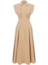 Philosophy Di Lorenzo Serafini Beige Flared Midi Dress With Front Zipper In Neutrals