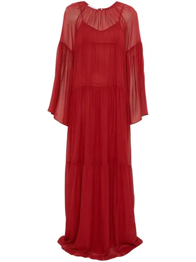 Philosophy Di Lorenzo Serafini Flared Maxi Dress In Rosso