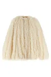 Philosophy Di Lorenzo Serafini White Jacket With Hidden Closure And Wide Sleeves In Floating Jacquard Women