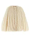 Philosophy Di Lorenzo Serafini White Jacket With Hidden Closure And Wide Sleeves In Floating Jacquard Women In Nude