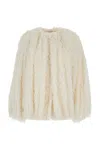 Philosophy Di Lorenzo Serafini White Jacket With Hidden Closure And Wide Sleeves In Floating Jacquard Women