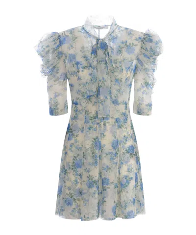 PHILOSOPHY DI LORENZO SERAFINI FLORA TULLE GATHERED-SLEEVE DRESS
