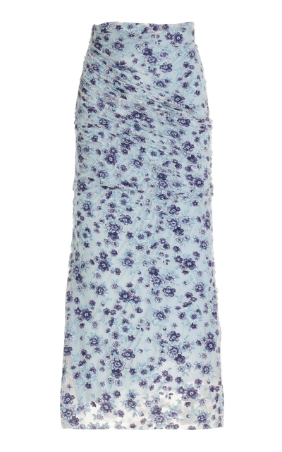 Philosophy Di Lorenzo Serafini Floral Chiffon Midi Skirt In Blue