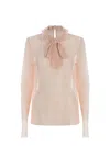 PHILOSOPHY DI LORENZO SERAFINI FLORAL-LACE HIGH-NECK SHEER BLOUSE PHILOSOPHY DI LORENZO SERAFINI