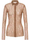 Philosophy Di Lorenzo Serafini Floral-lace Shirt In Brown
